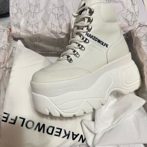 Naked Wolfe Women's Cream Platform Boots